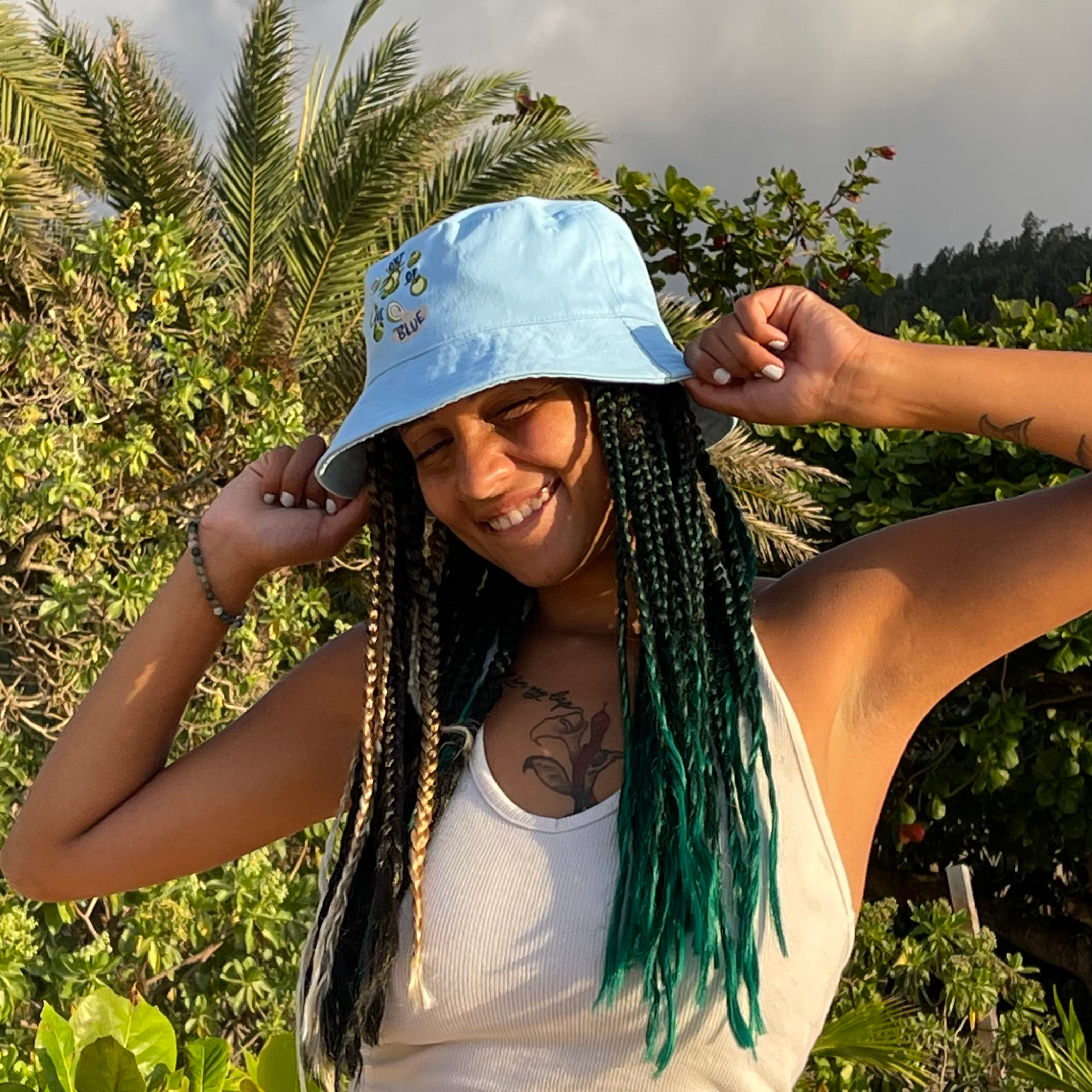 NEW MONTCE women\'s wave repeat bucket hat in blue Tropical Mums Bucket Hat | Navy | William Murray Golf main image 2